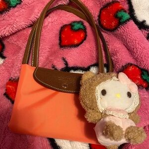 Longchamp Pinkish Tote Bag + Kitty Charm